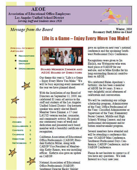 Winter 2010 Newsletter