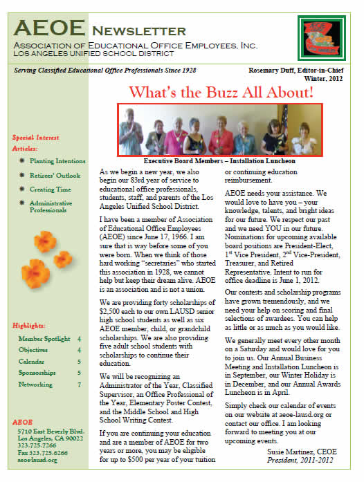 Winter 2012 Newsletter